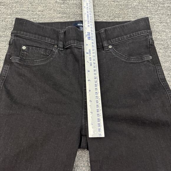 Spanx Flare Jeans Women Medium Black Pull On Stretch Denim Slimming Shaping - Picture 4 of 11